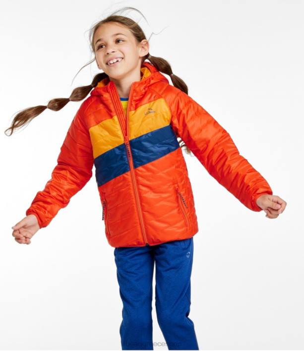 παιδιά μπουφάν primaloft packaway με κουκούλα 6PHT3639 LLBean εξωτερικά ενδύματα σκούρο μουριά/ανοιχτό μοβ