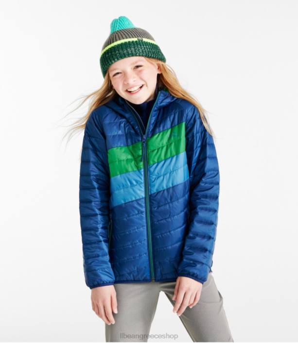 παιδιά μπουφάν primaloft packaway με κουκούλα 6PHT3639 LLBean εξωτερικά ενδύματα σκούρο μουριά/ανοιχτό μοβ
