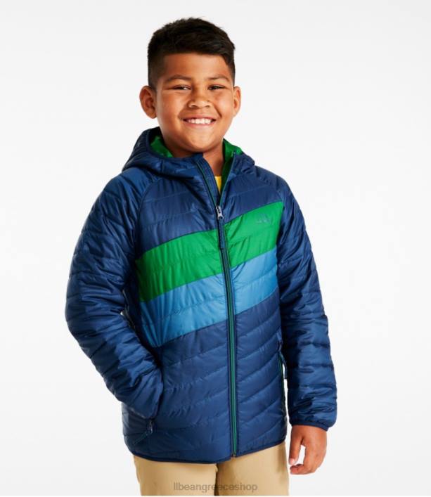 παιδιά μπουφάν primaloft packaway με κουκούλα 6PHT3639 LLBean εξωτερικά ενδύματα σκούρο μουριά/ανοιχτό μοβ