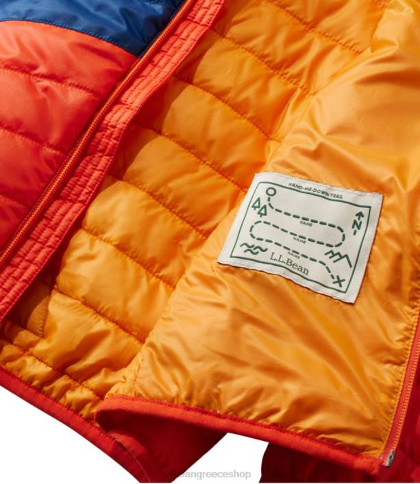 παιδιά μπουφάν primaloft packaway με κουκούλα 6PHT3639 LLBean εξωτερικά ενδύματα σκούρο μουριά/ανοιχτό μοβ